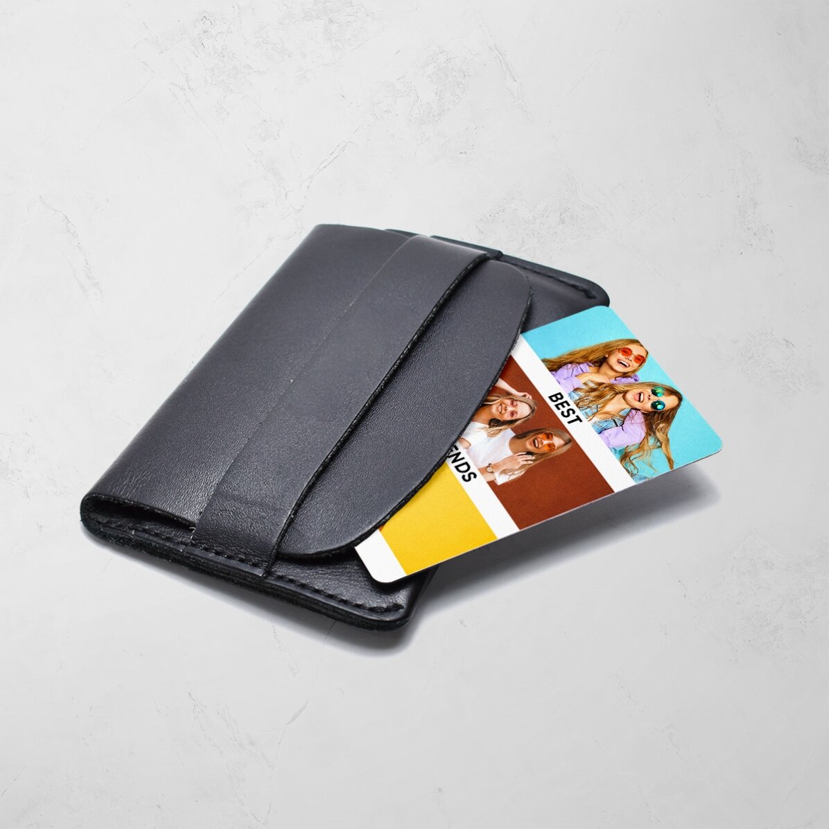 Card aluminiu personalizat față-verso cu mesaj și 3 poze - Friends