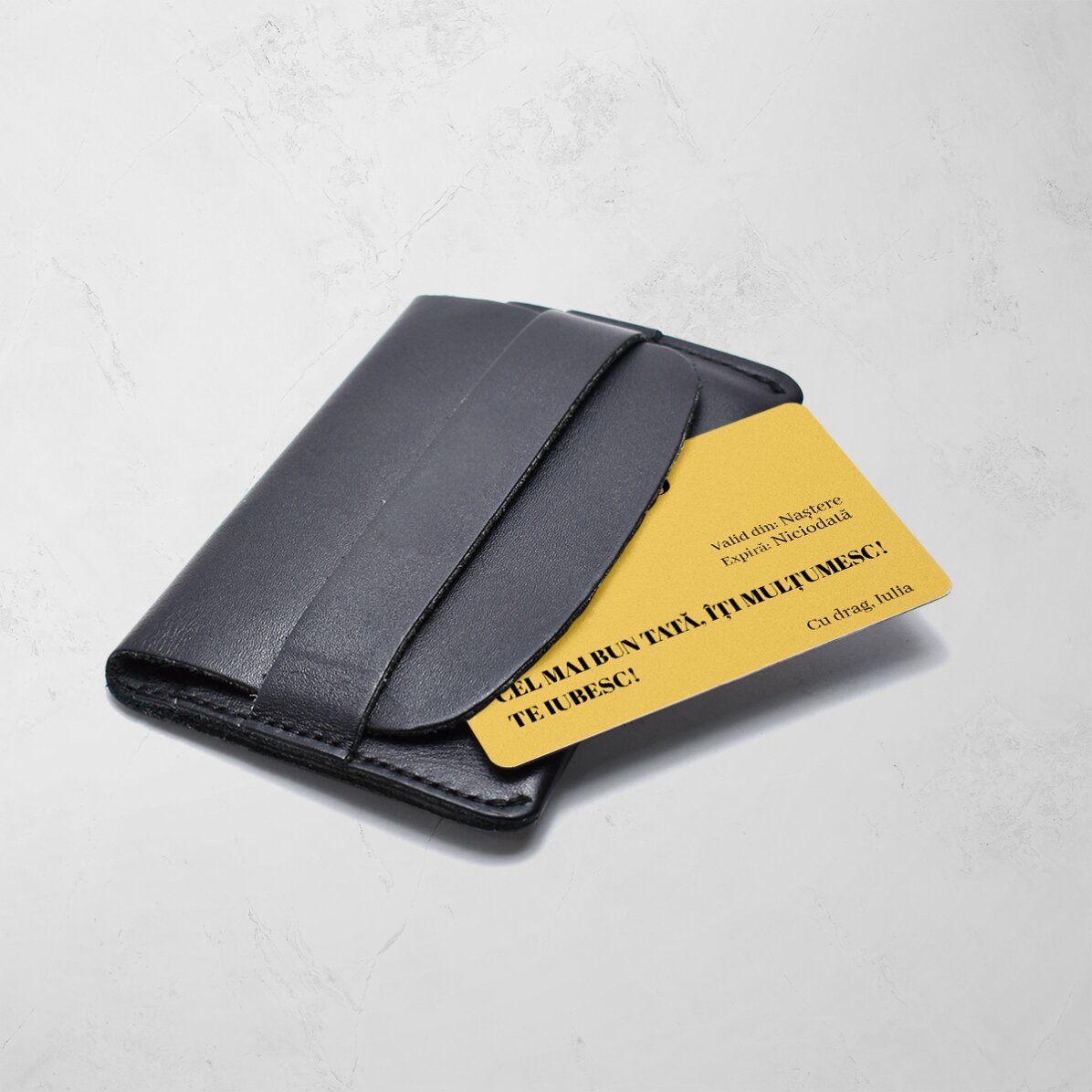 Card aluminiu personalizat față-verso cu mesaj și o fotografie - Bank