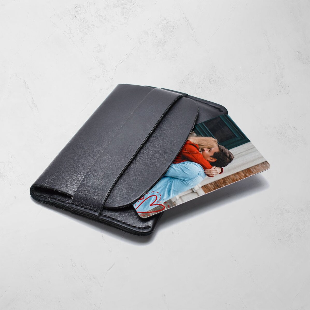 Personalised double-sided aluminium card with message and photo