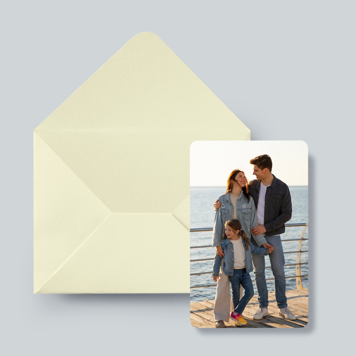 Card aluminiu personalizat față-verso cu poze portret