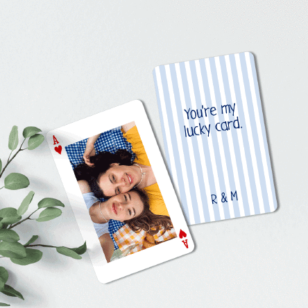 Personalised double-sided aluminium card with photo and message – Playing card