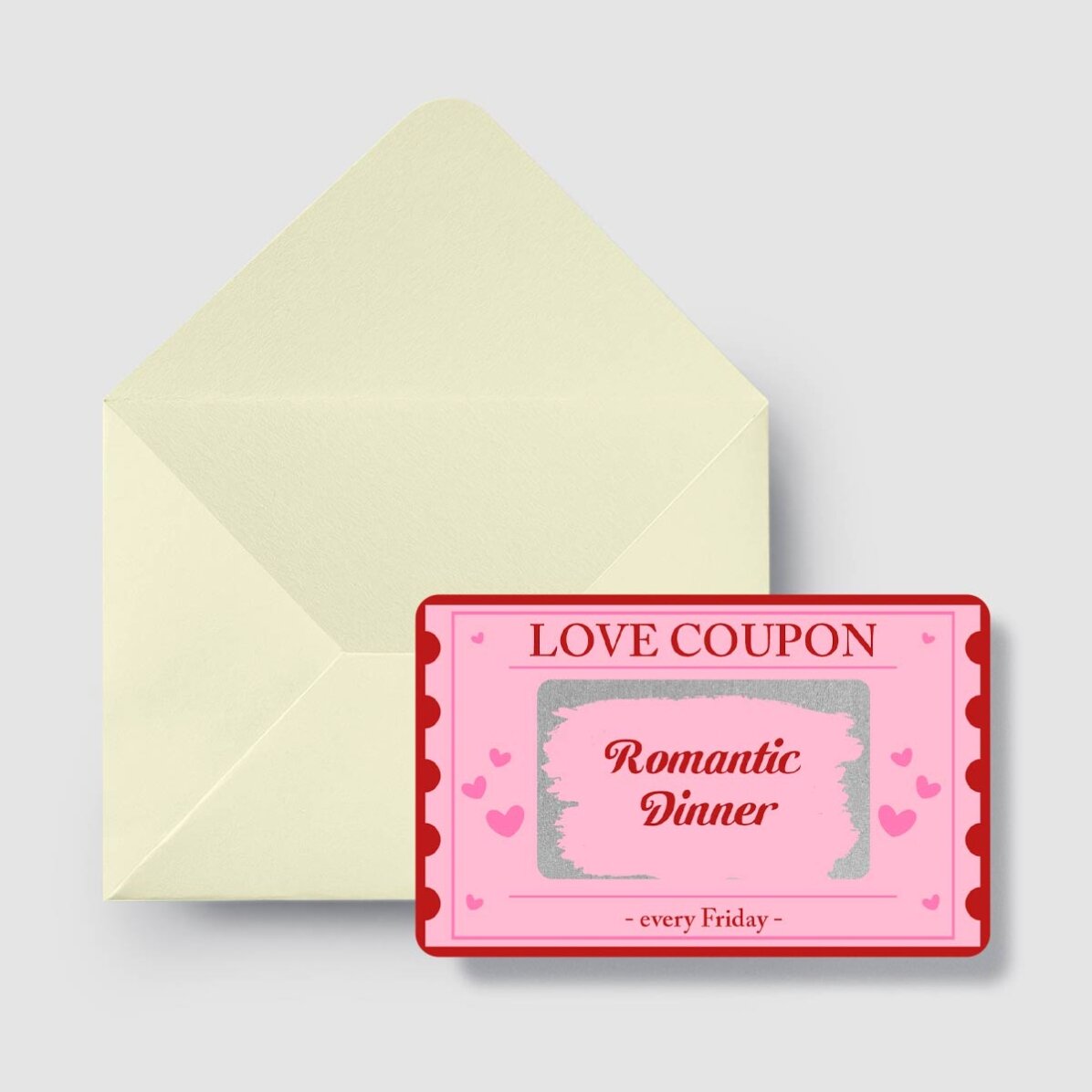 Customisable aluminium card with message on both sides - Love Coupon