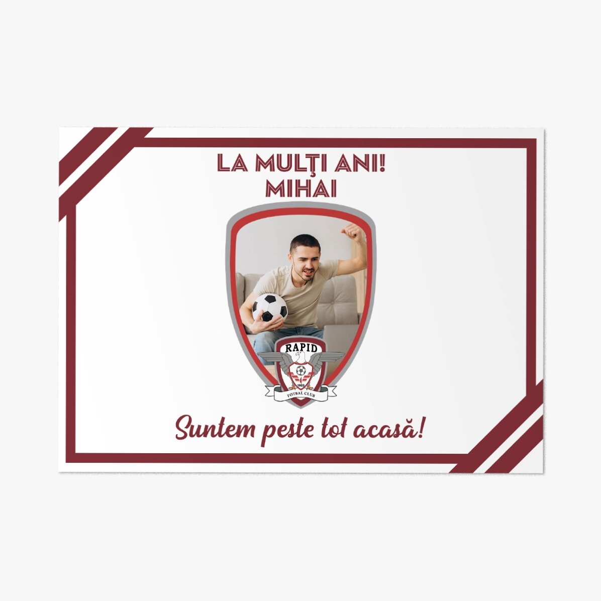 Card FC Rapid personalizat cu poză și mesaj