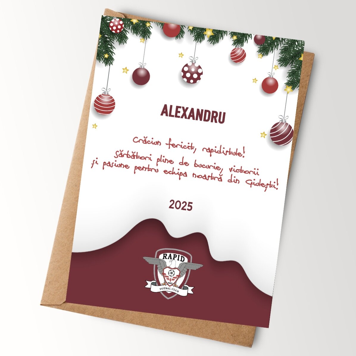 Card FC Rapid personalizat cu text - Christmas card