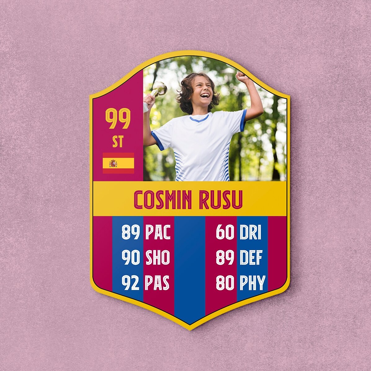 Card FIFA personalizat cu o poză și statistici - FCB