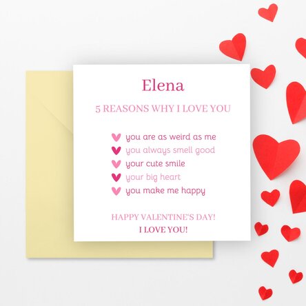 Card pătrat personalizat cu mesaj - 5 Reasons