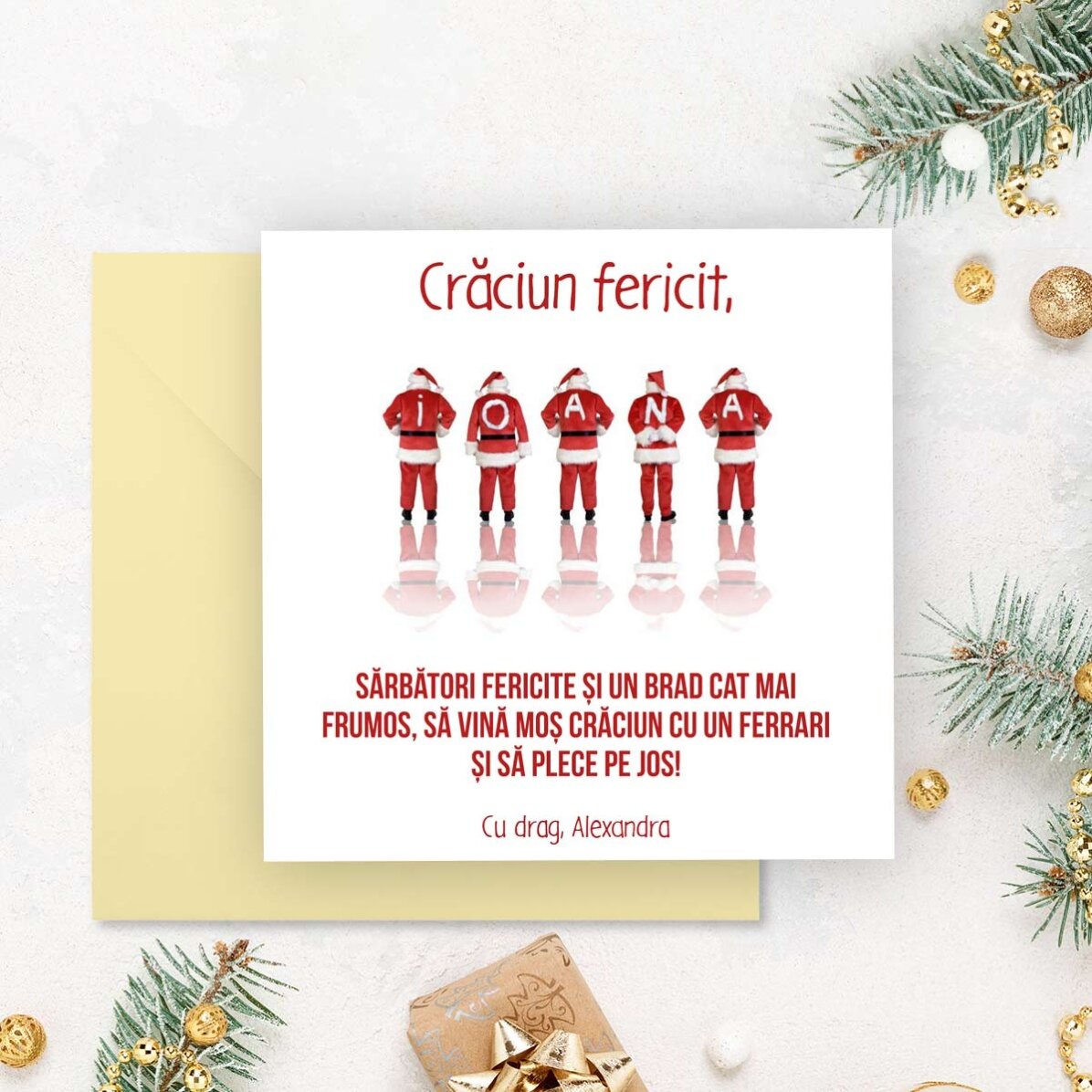 Card pătrat personalizat cu mesaj - Santa