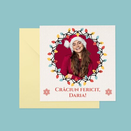 Card pătrat personalizat cu mesaj și o poză - Crăciun