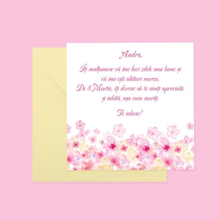 Personalised square card with text - Flowers