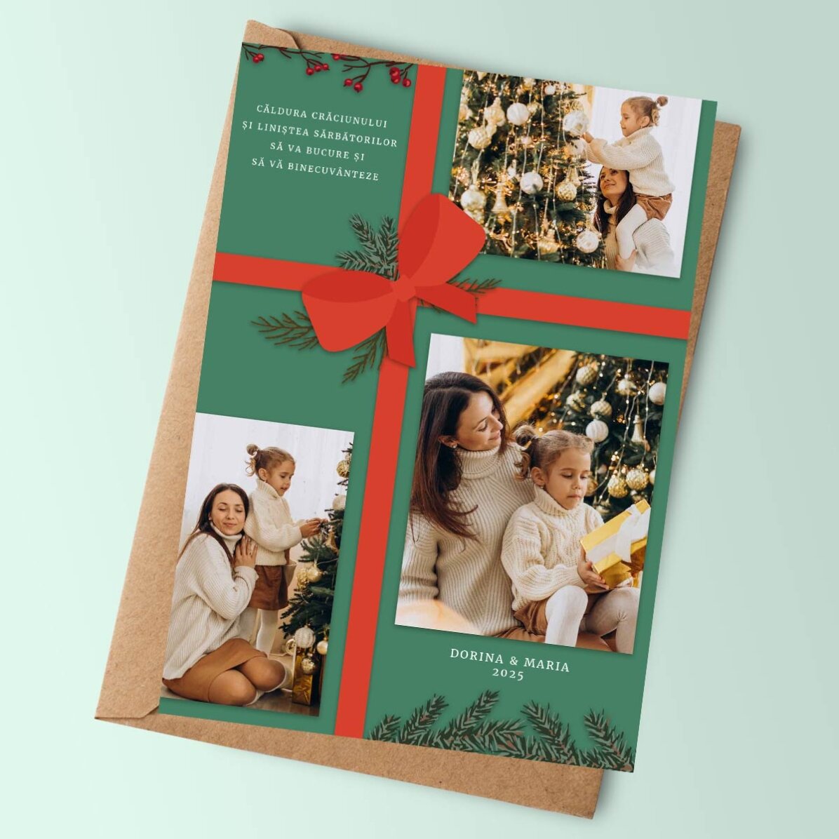 Card personalizat cu 3 poze și text - Christmas Gift