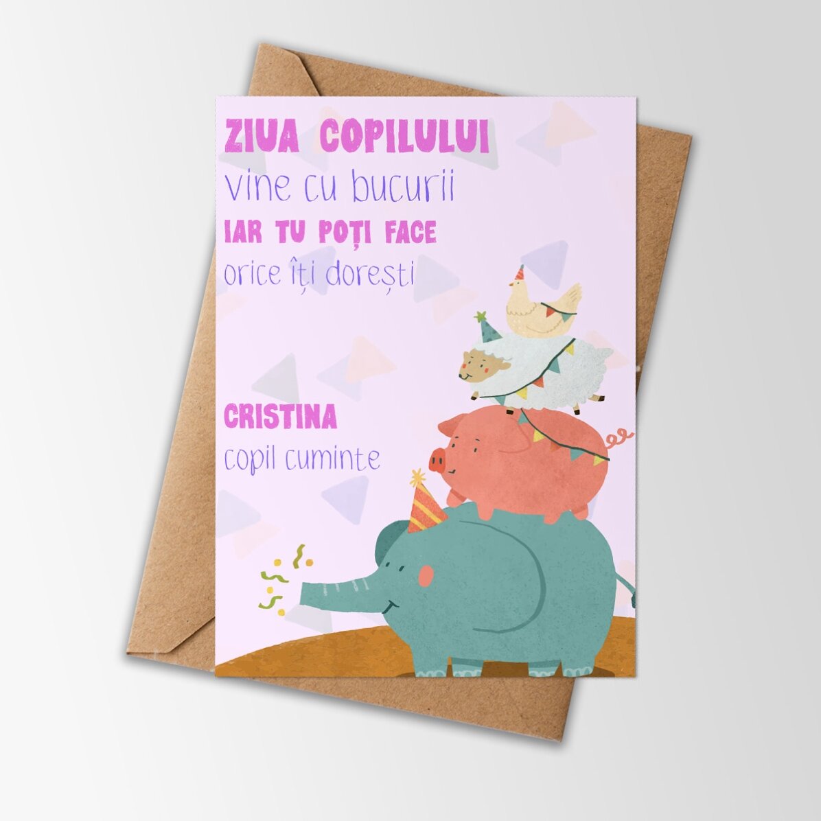 Card personalizat cu mesaj - Animal Party