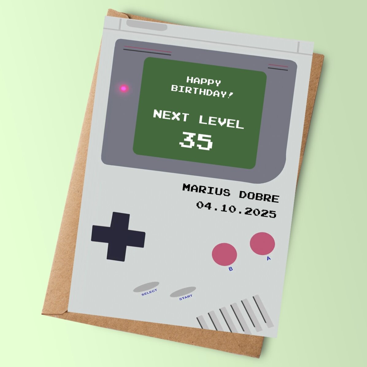 Card personalizat cu mesaj - Gameboy