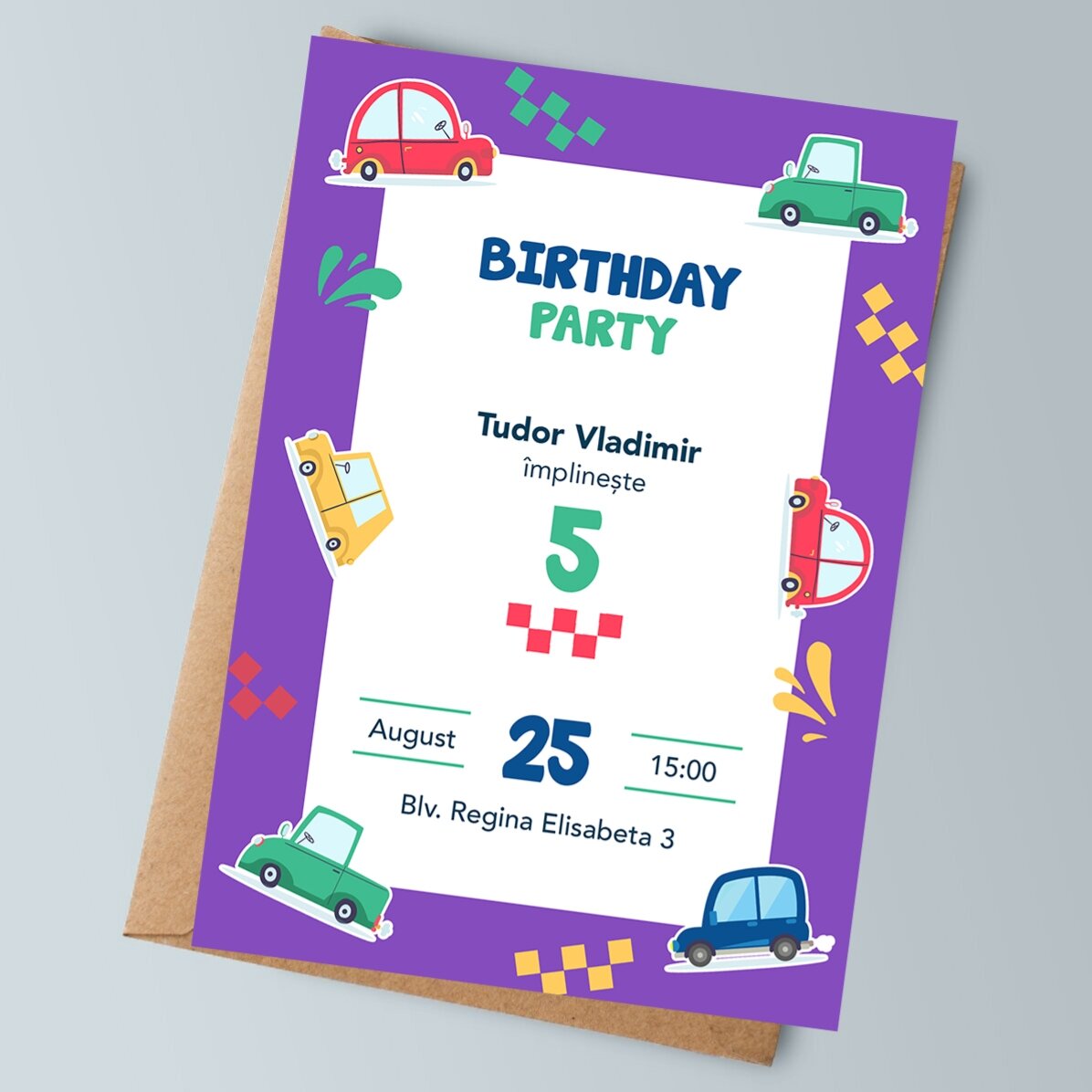 Card personalizat cu mesaj - Invitatie de zi de naștere 