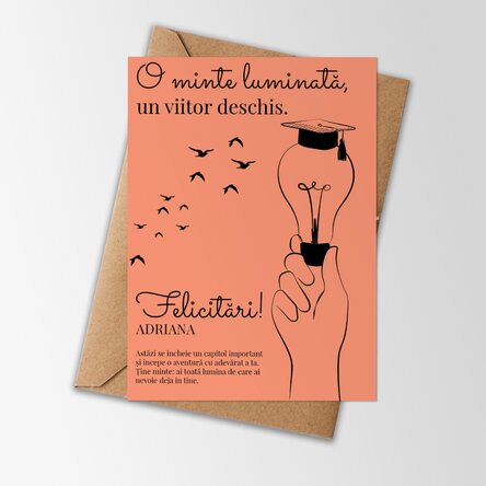 Card personalizat cu mesaj - Minte luminată