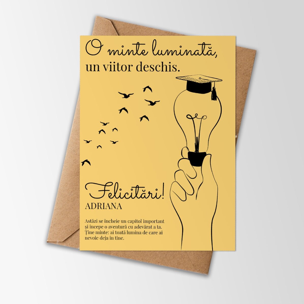 Card personalizat cu mesaj - Minte luminată