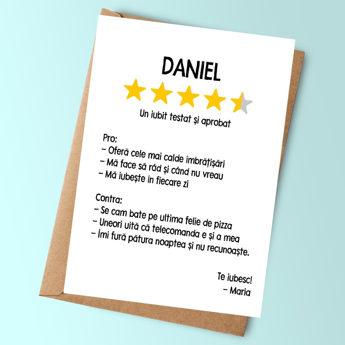 Card personalizat cu mesaj - Review