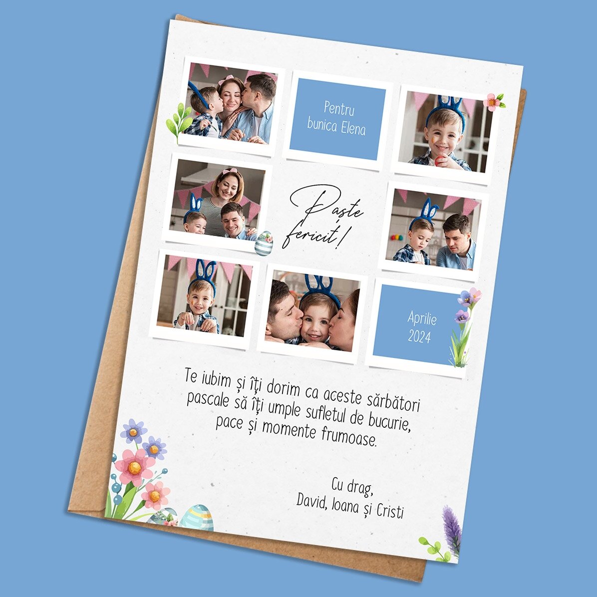 Card personalizat cu poze și mesaj - Paște fericit!