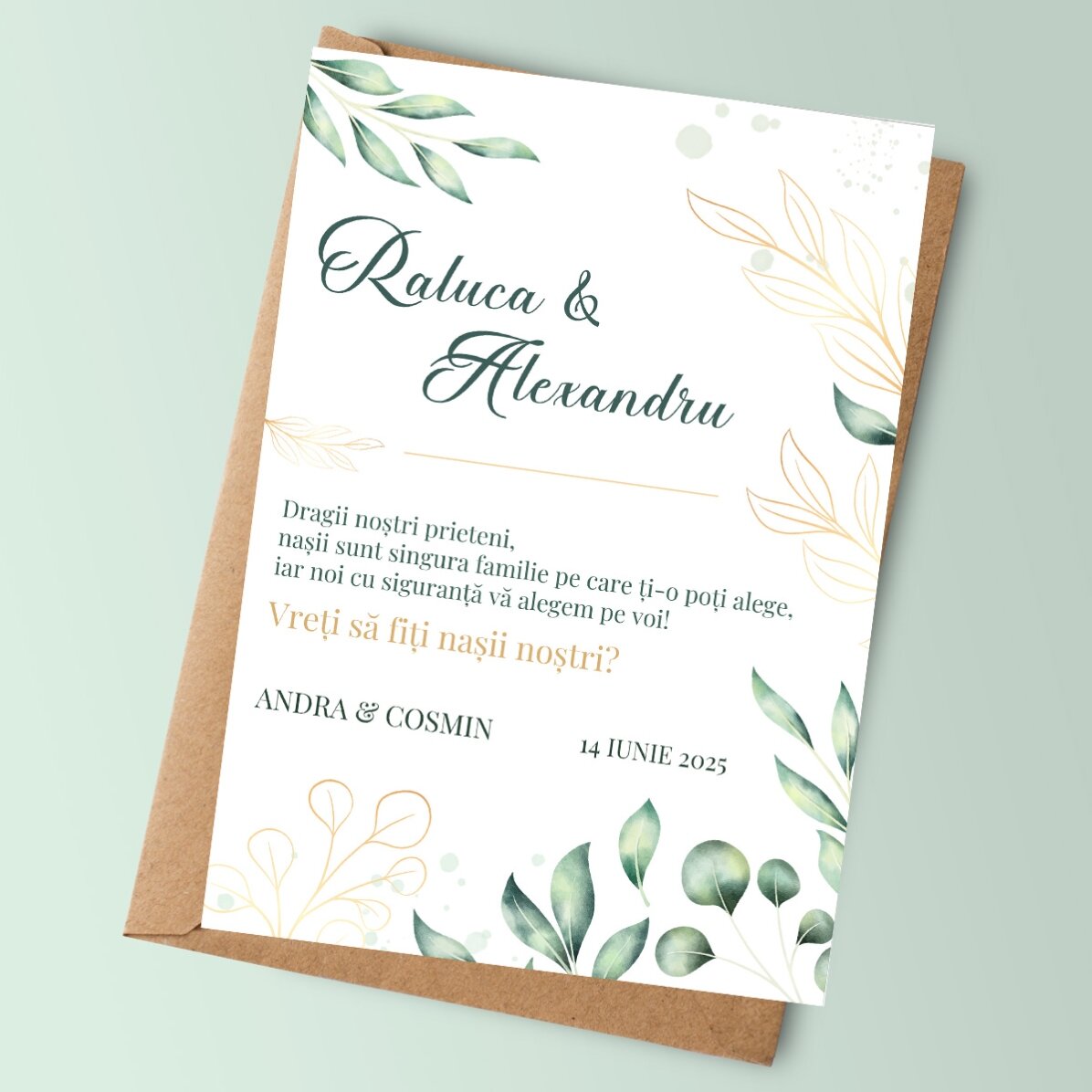 Card personalizat cu text - Cerere de nași