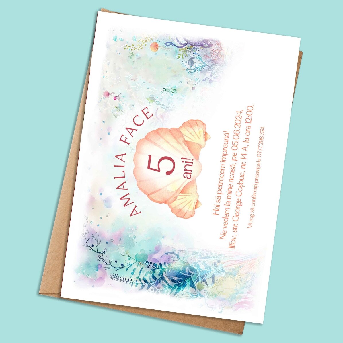 Card personalizat cu text - Invitație pentru aniversare - Sirene