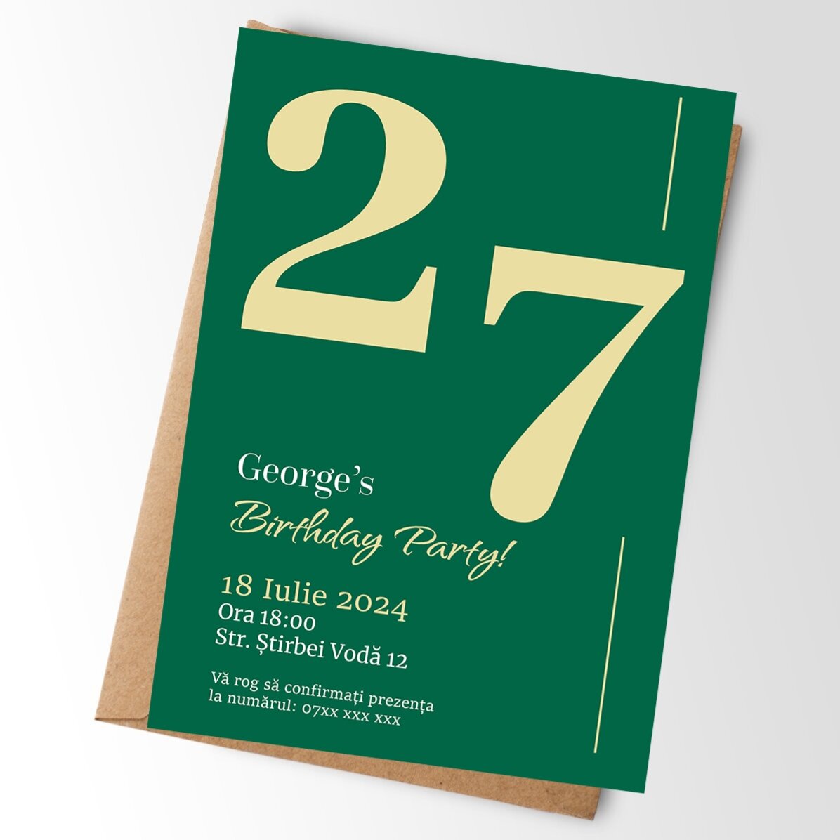 Card personalizat cu text - invitație petrecere 