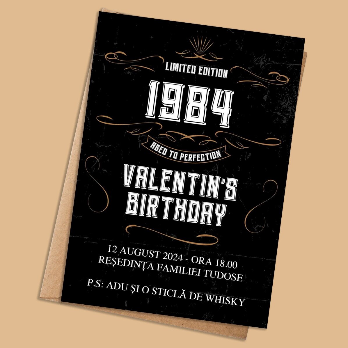 Card personalizat cu text - invitație - Whiskey