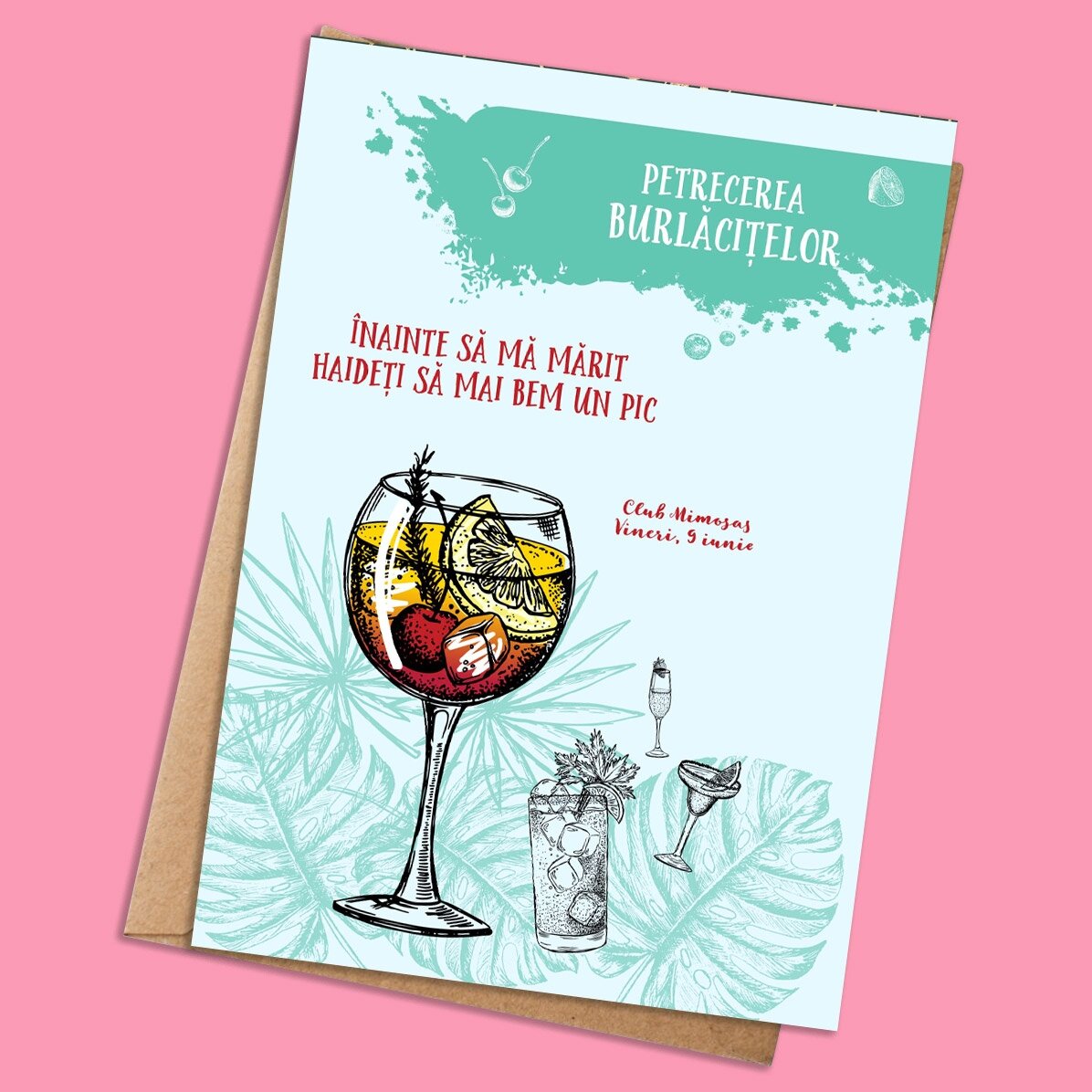 Card personalizat cu text - Petrecerea burlăcițelor