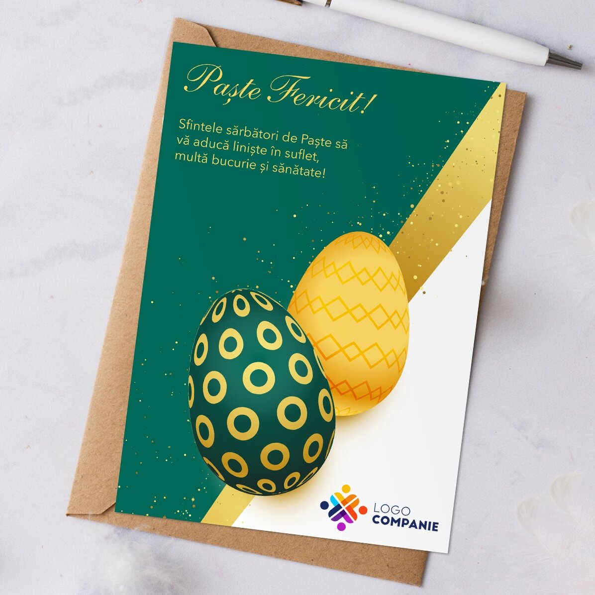Card personalizat cu text și logo - Paște