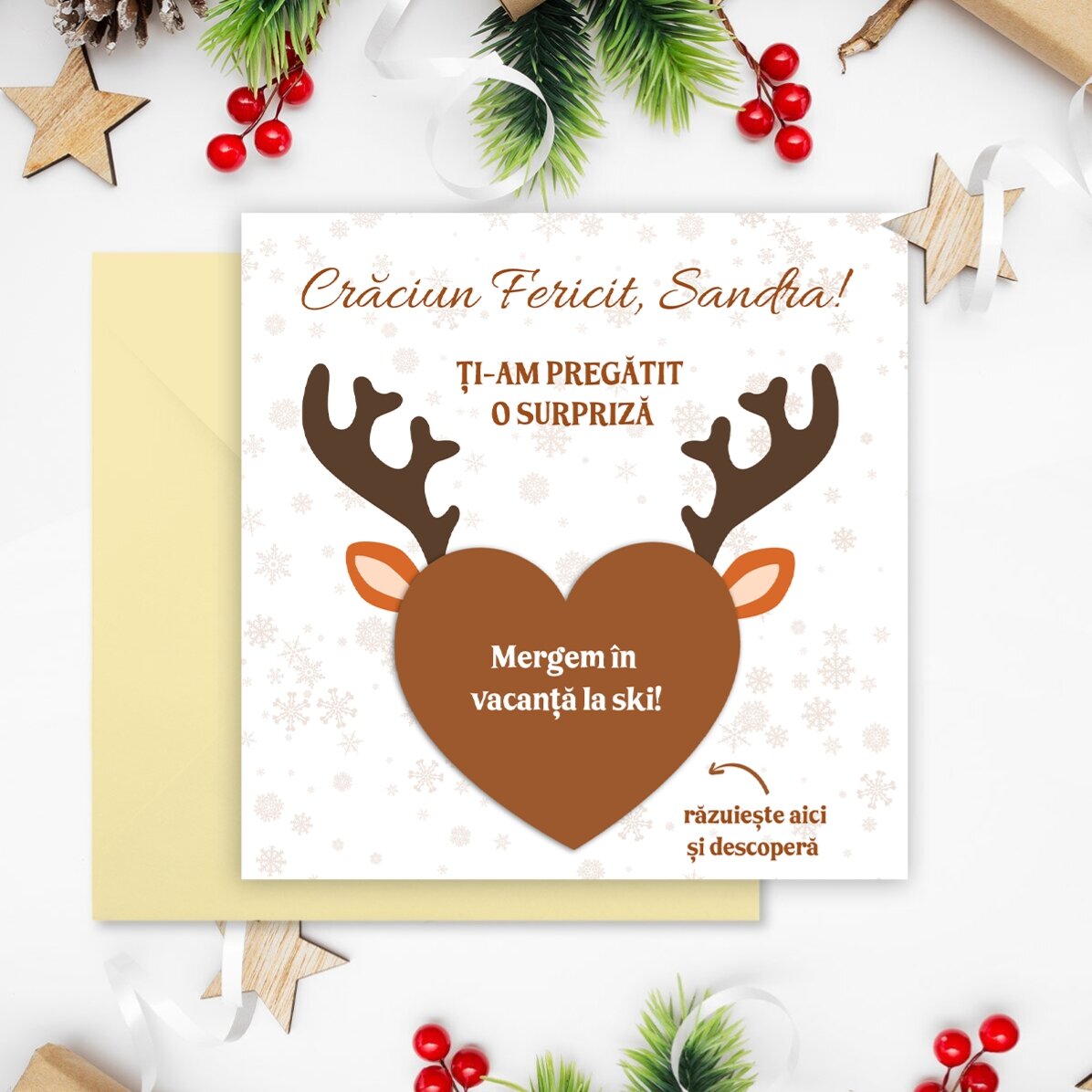 Card răzuibil personalizat cu mesaj - Ren