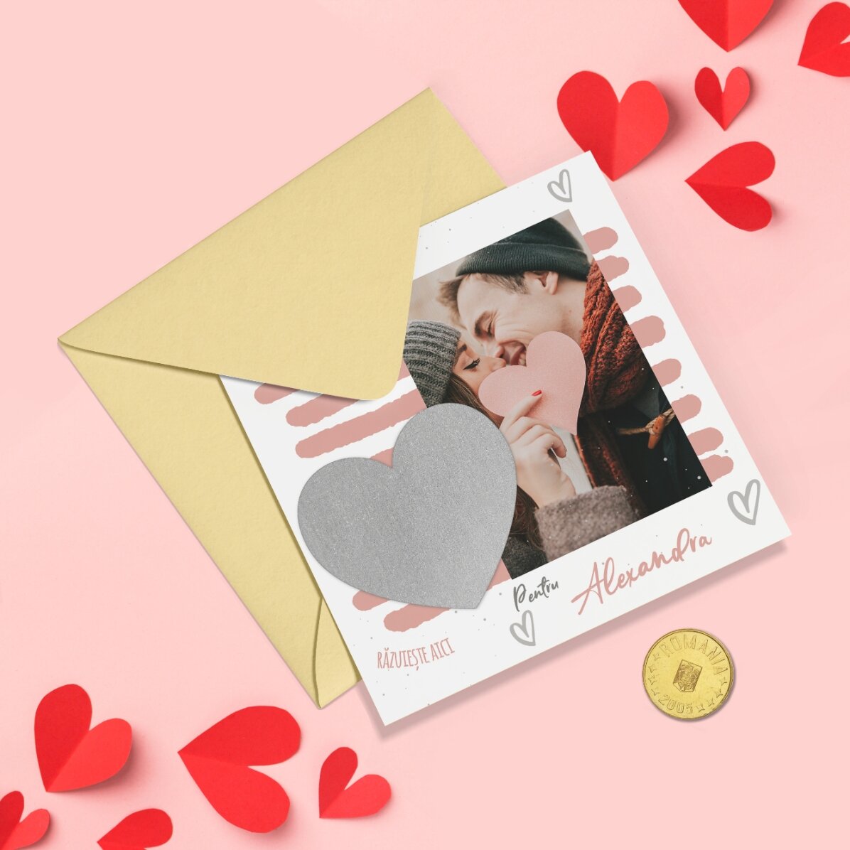 Personalised scratch card with message and photo - Love