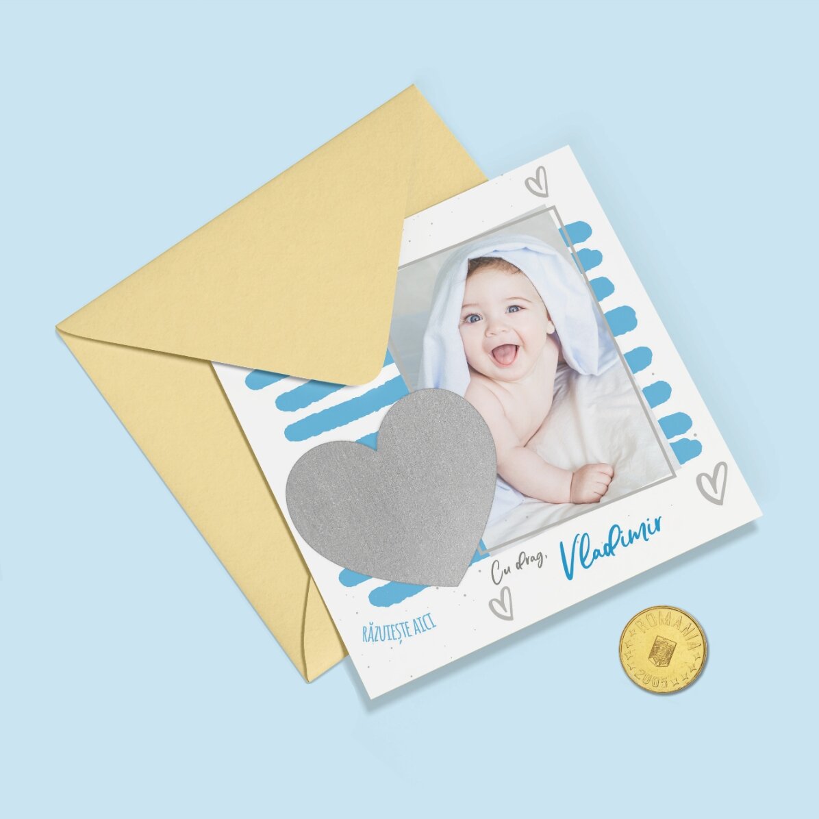 Personalised scratch card with message and photo - Love