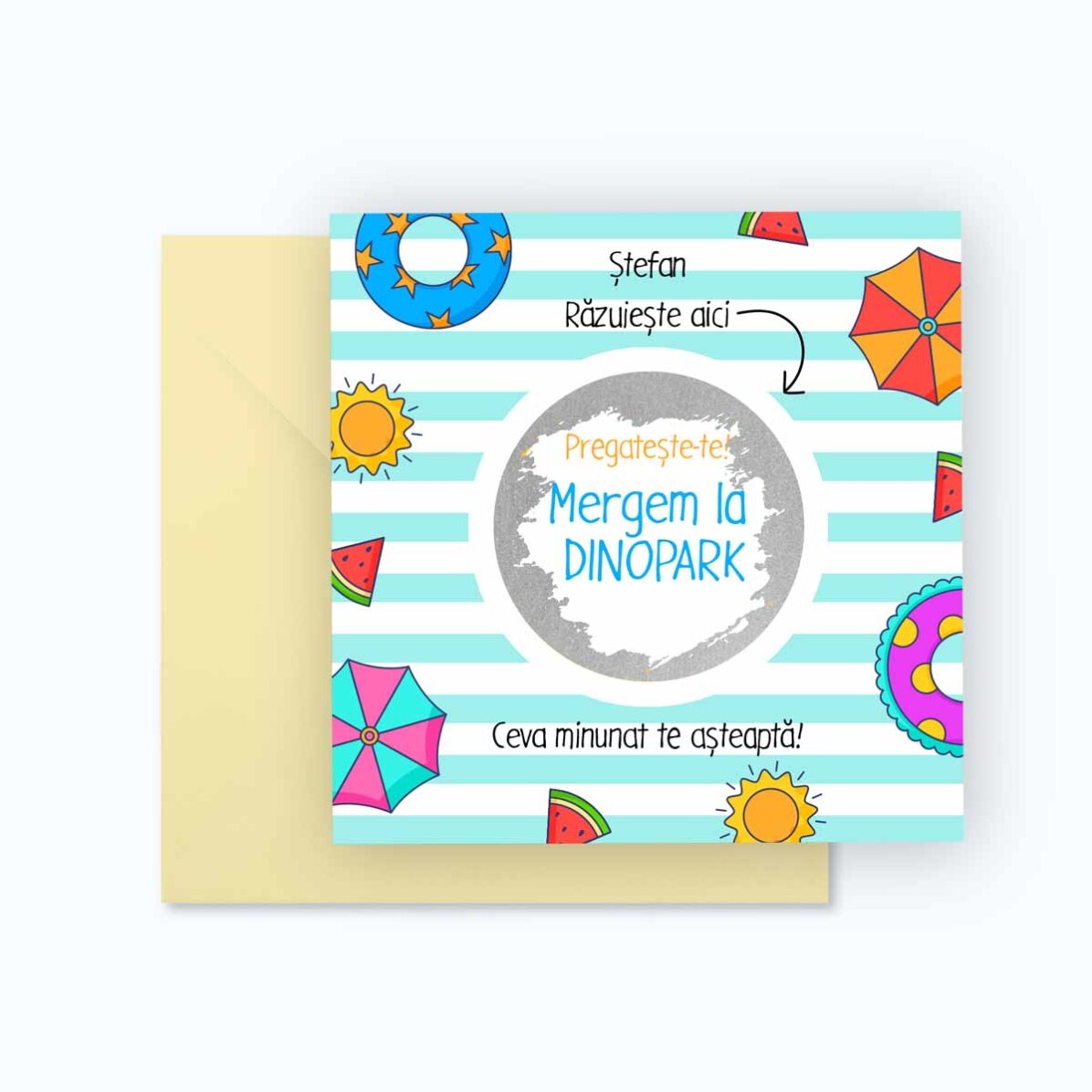 Card răzuibil personalizat cu mesaj - Vacanța de vară