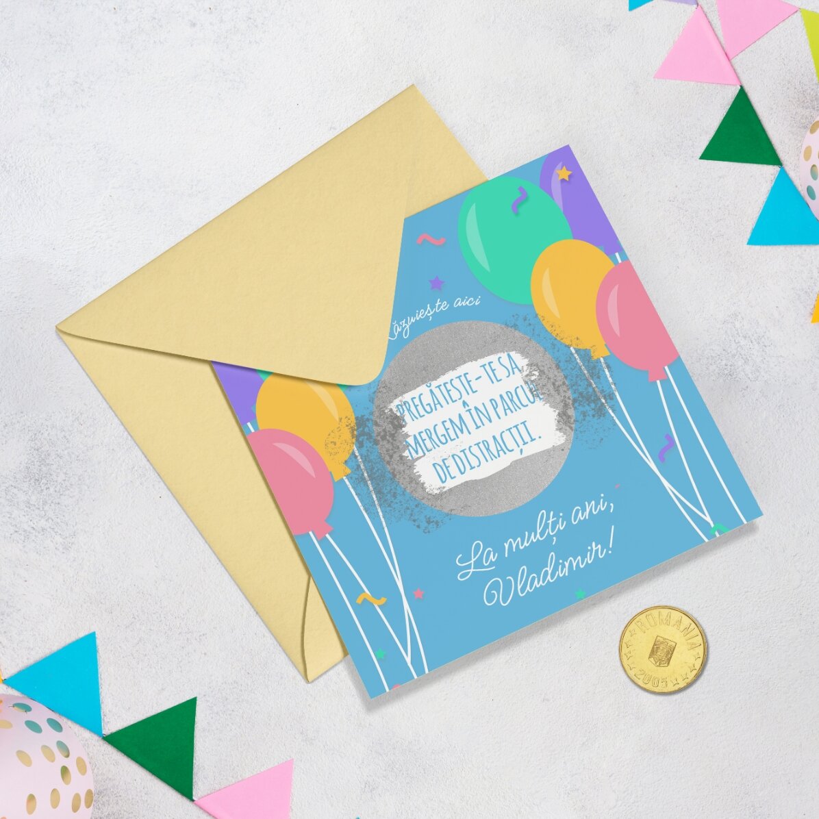 Card răzuibil personalizat cu mesaj - Zi de naștere