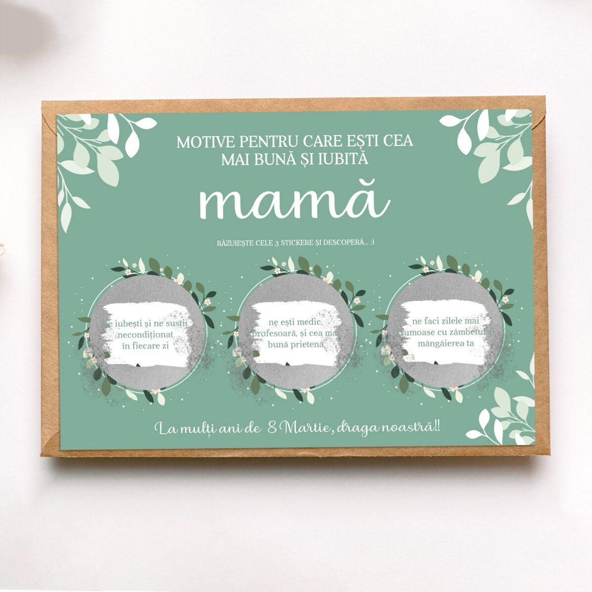 Card răzuibil personalizat cu motive pentru cea mai bună mamă