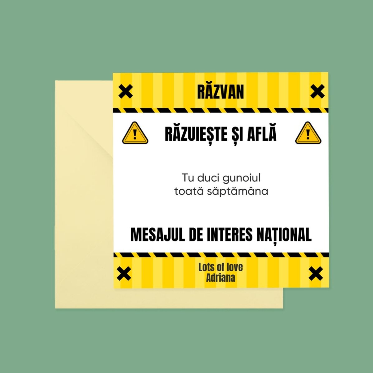 Card răzuibil personalizat cu text - Interes Național