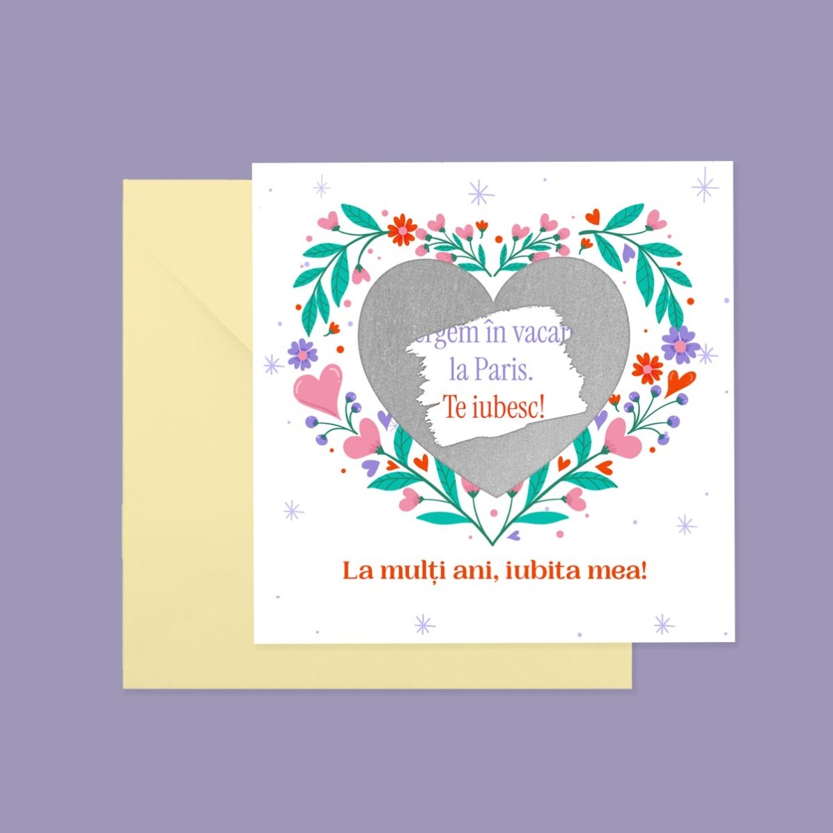 Card răzuibil personalizat cu text - Love