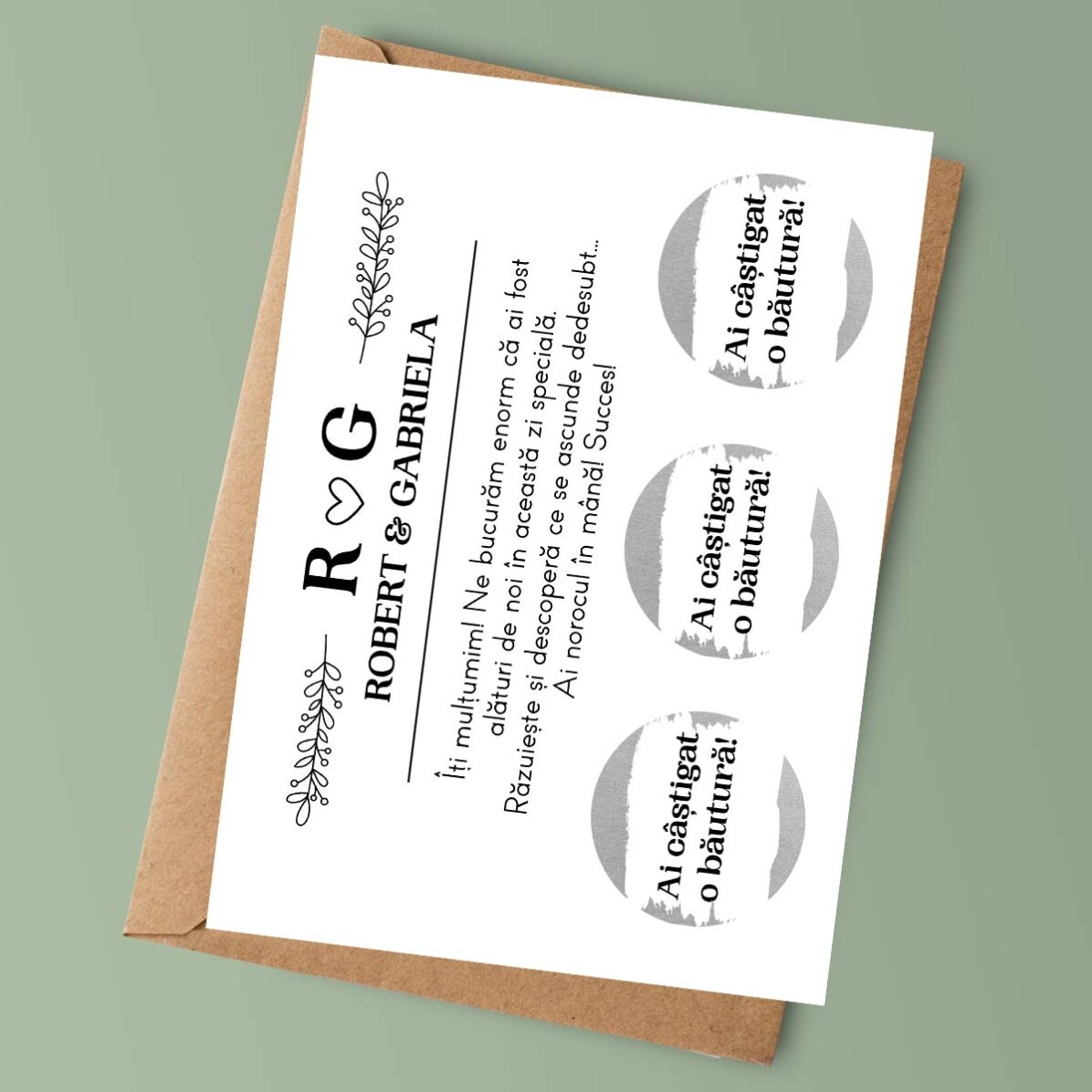 Card răzuibil personalizat cu text - Nuntă