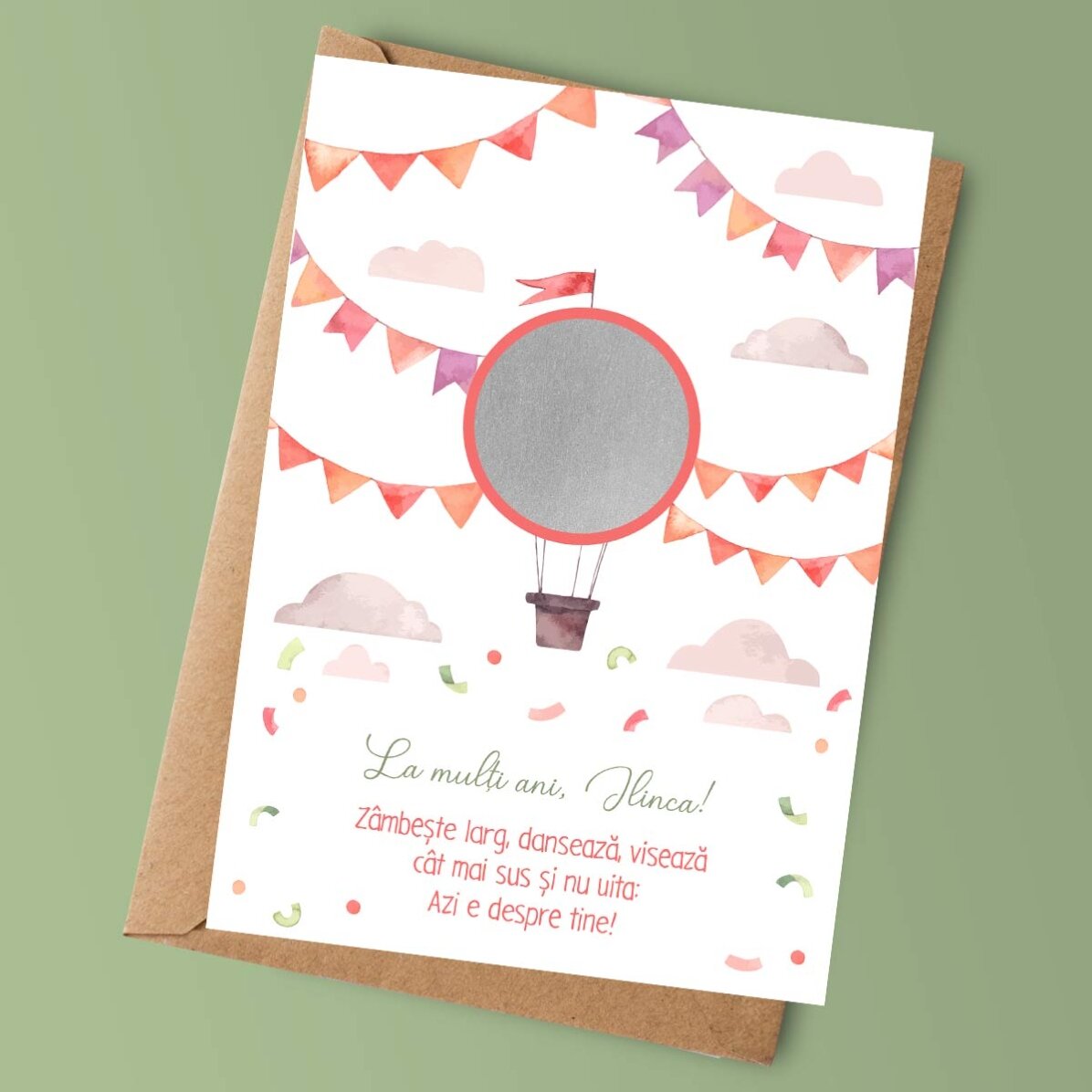 Personalised scratch card with text for children - Birthday