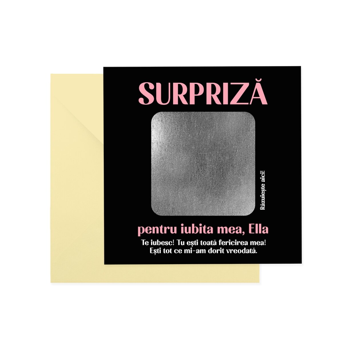 Card răzuibil personalizat cu text - Surpriză