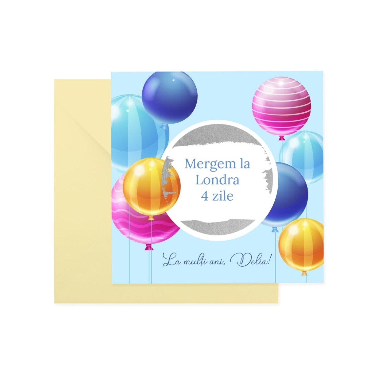 Card răzuibil personalizat cu text - Zi de naștere