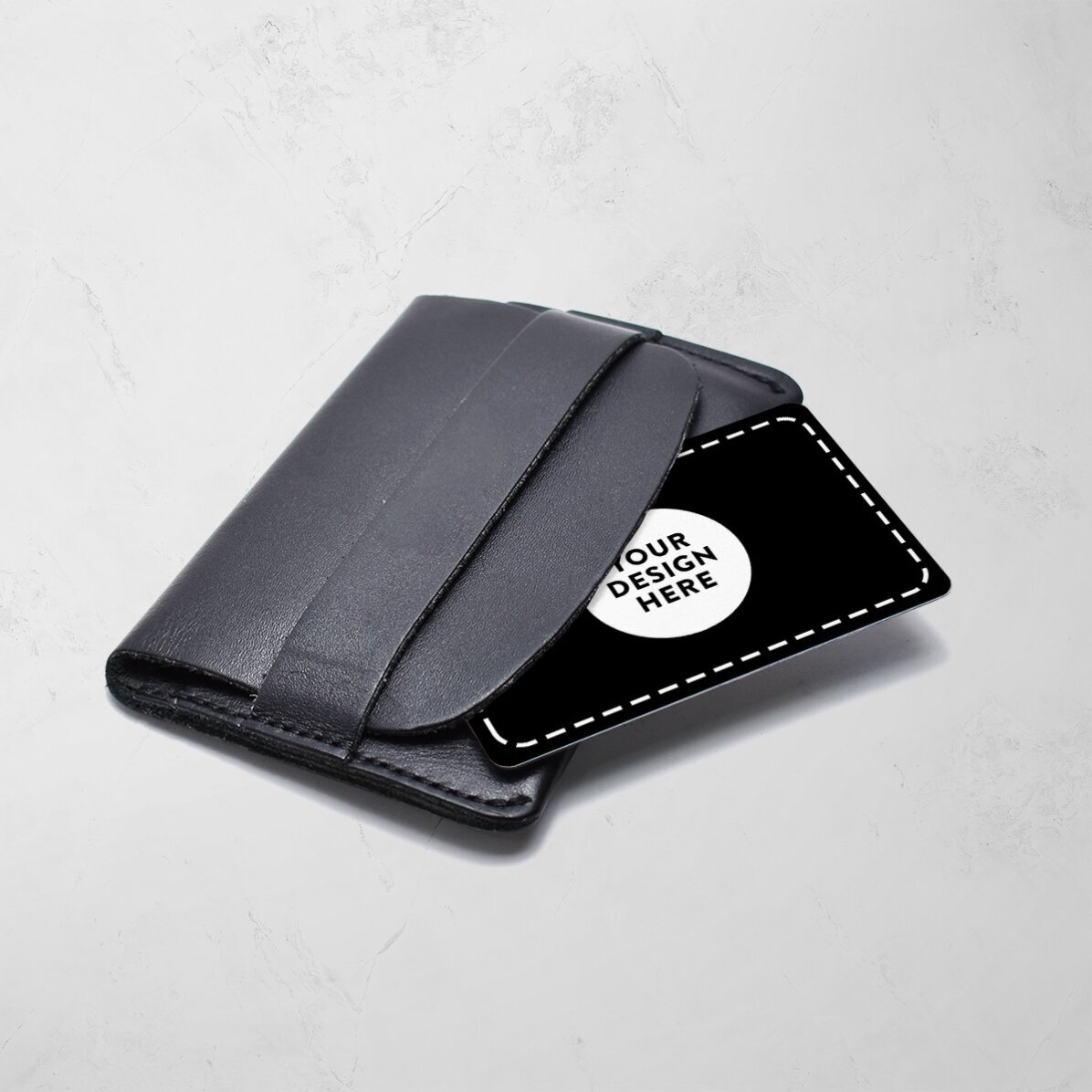 Double-sided customised aluminium business card with a QR code and your own design