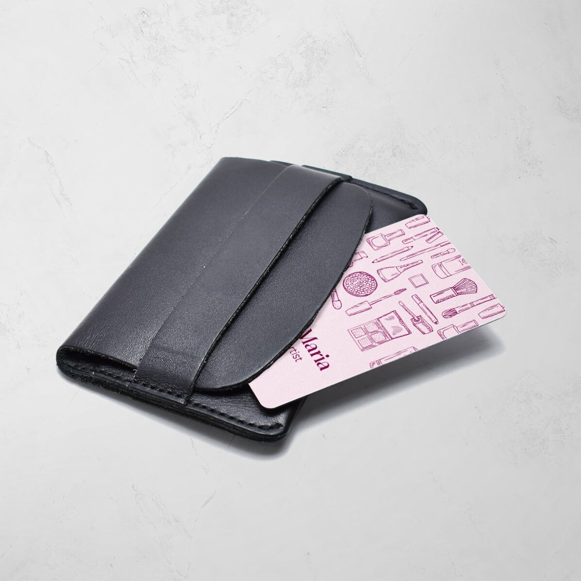 Carte de vizită aluminiu personalizată față-verso cu text - Make-up Artist