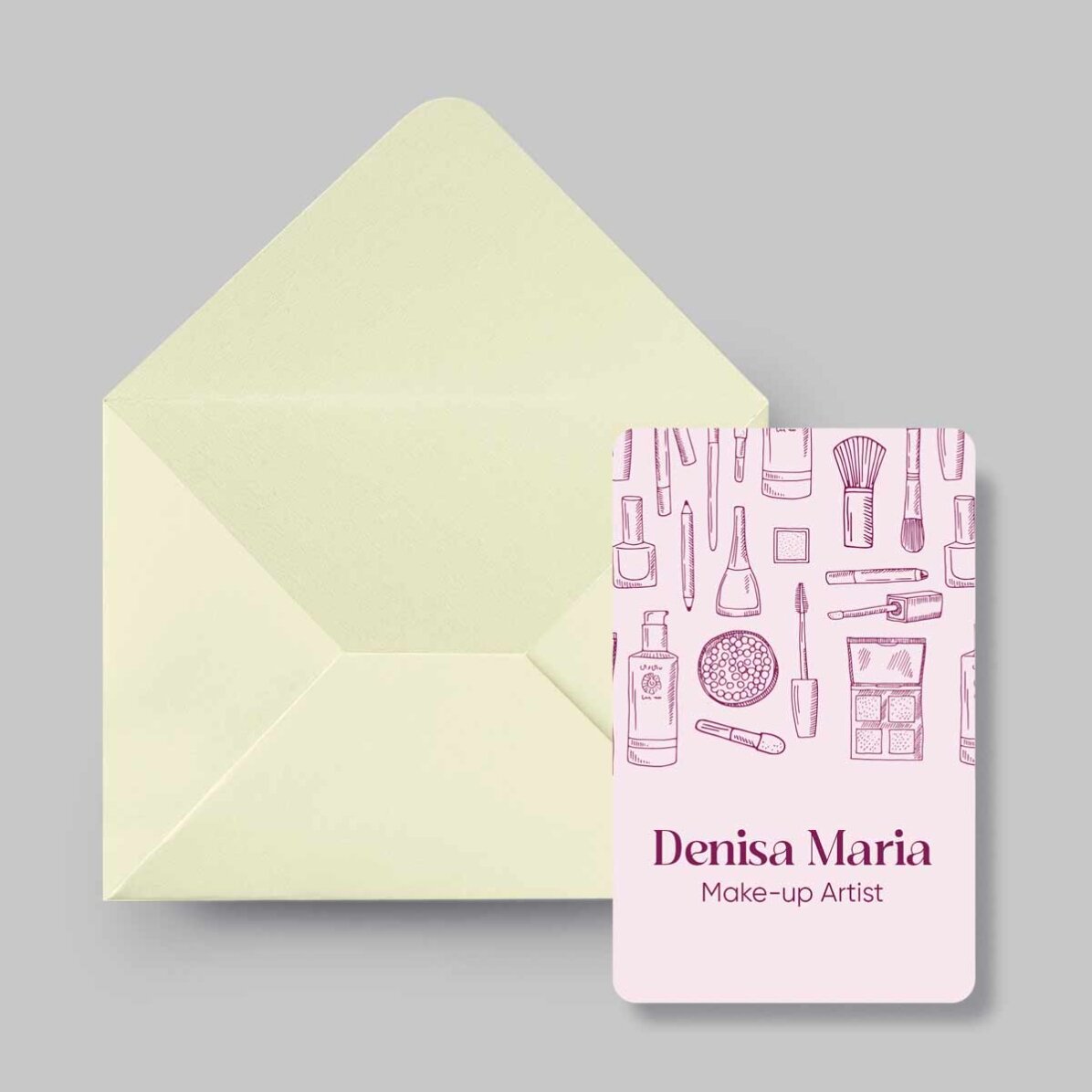Carte de vizită aluminiu personalizată față-verso cu text - Make-up Artist