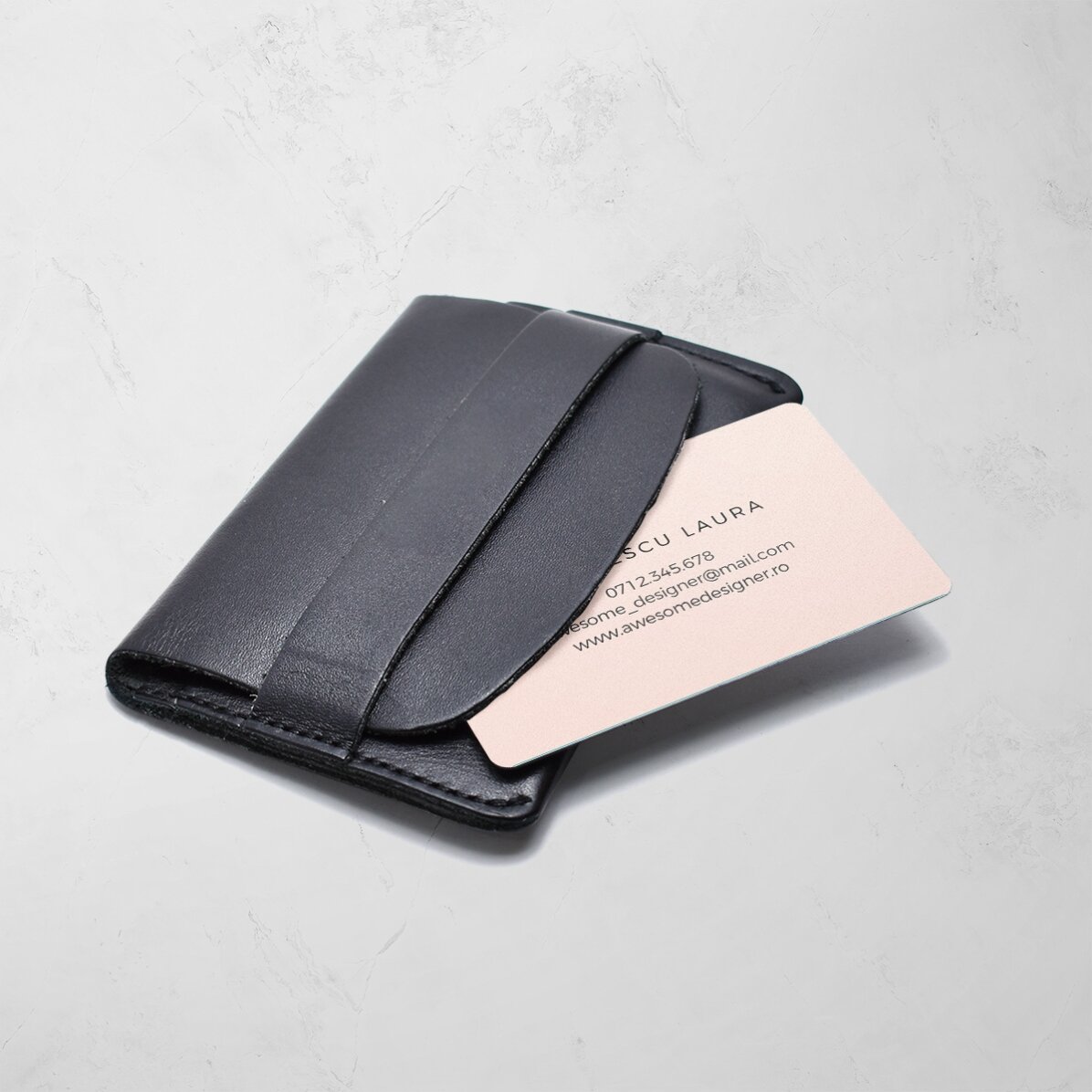 Carte de vizită aluminiu personalizată față-verso cu text - SIMPLE 