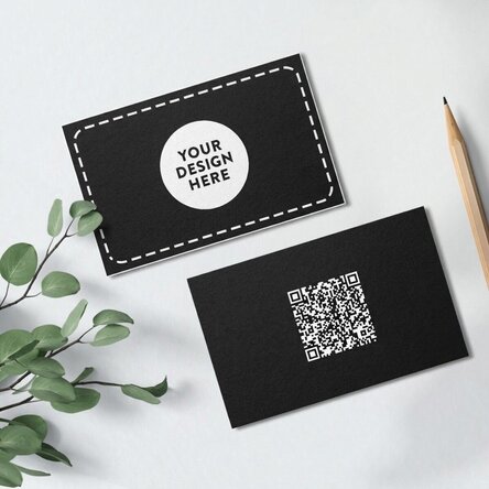 Double-sided personalised paper business cards with a QR code and your own design