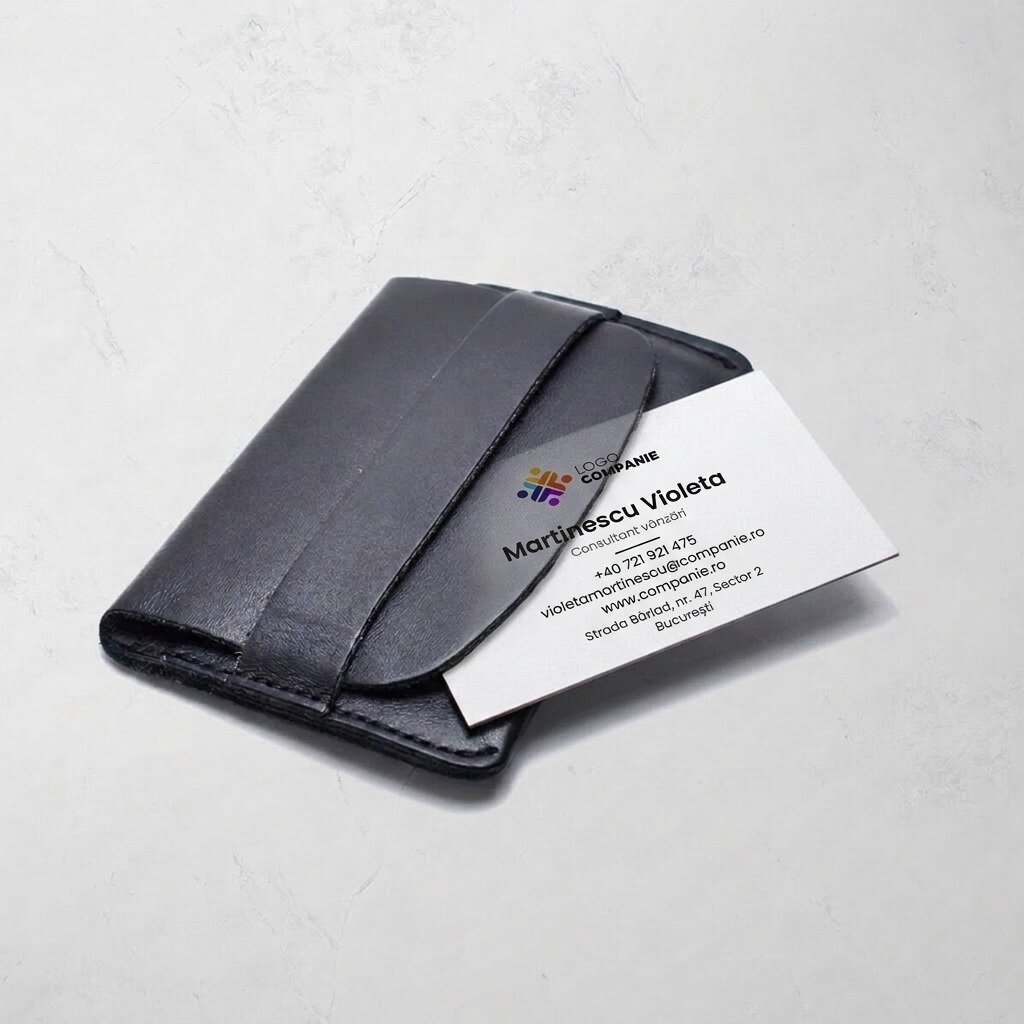 Personalised paper business cards, minimalist design, logo and QR code