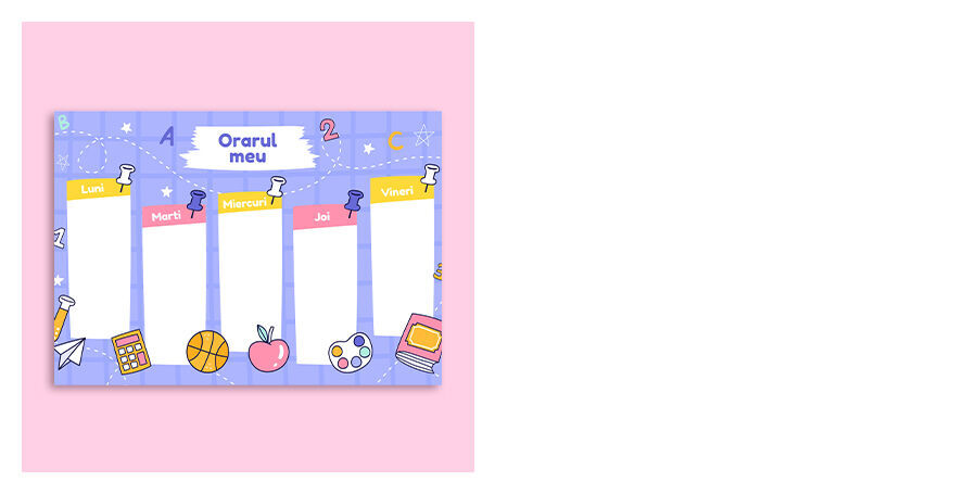 School timetables and self-adhesive labels