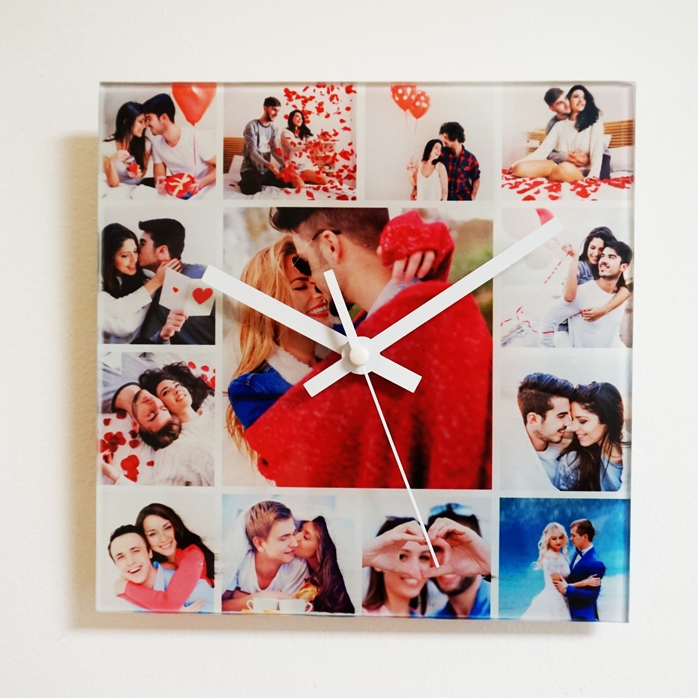 Ceas pătrat personalizat cu 13 poze