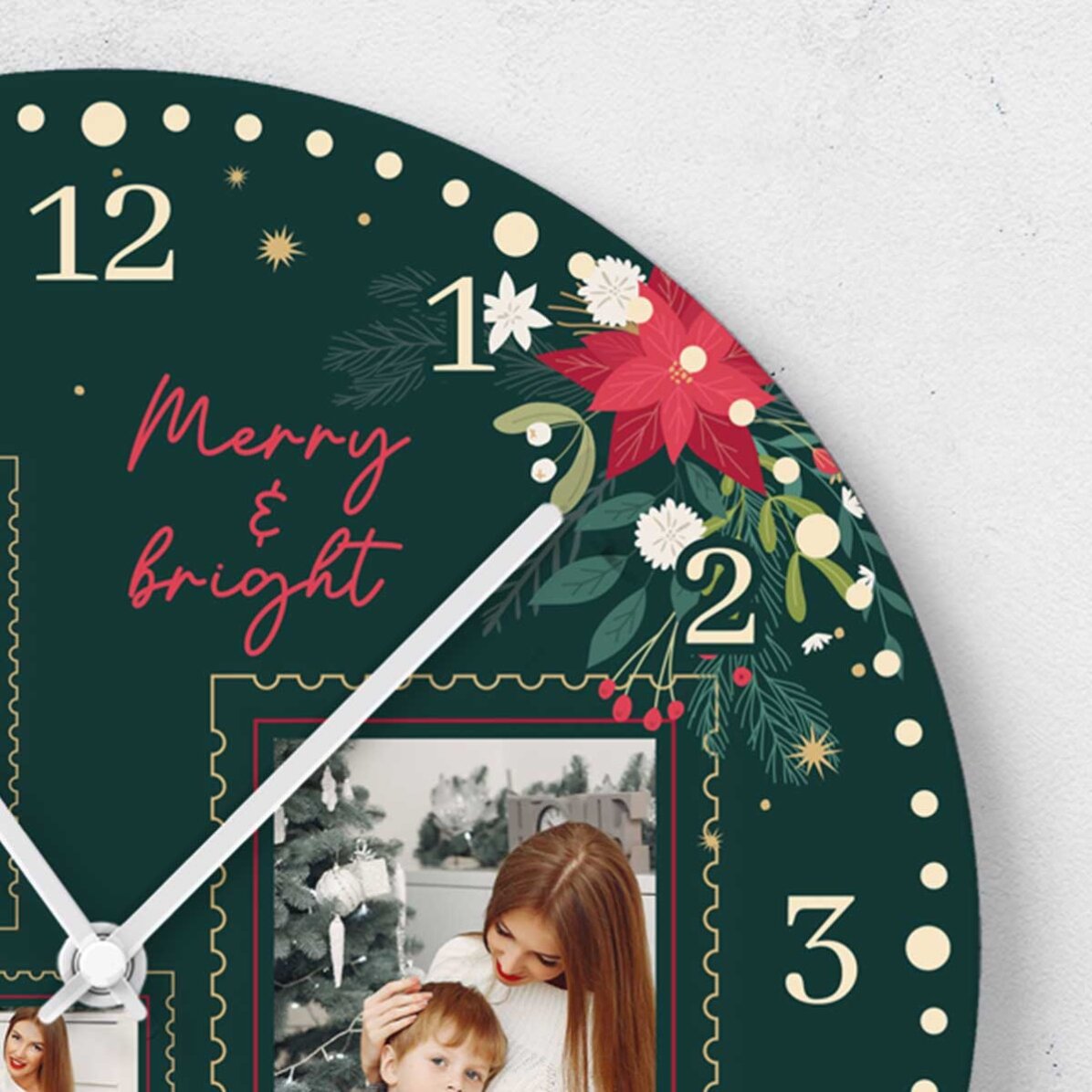 Ceas personalizat cu 4 poze - Amintiri de Sărbători