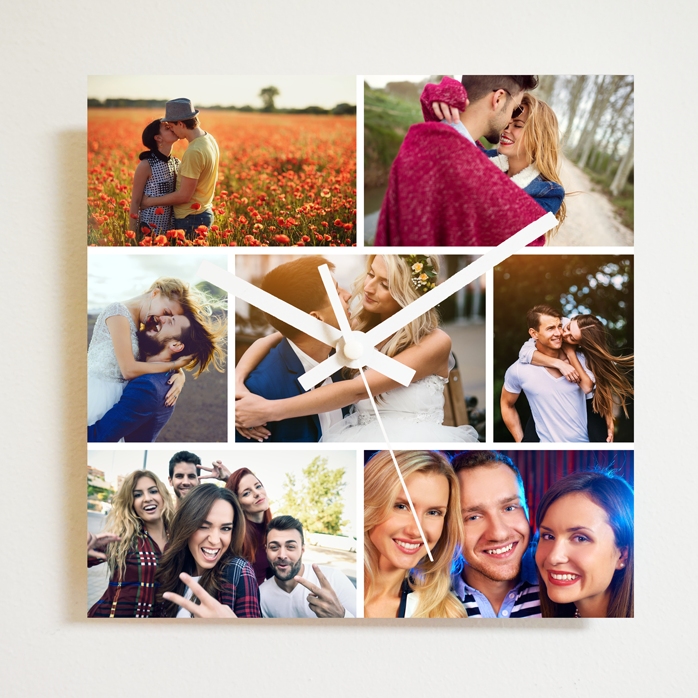 Ceas pătrat personalizat cu 7 poze