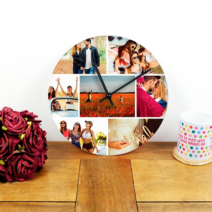 Ceas personalizat cu 7 poze
